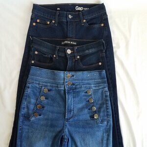 3 Express Gap 1969 Skinny Jeans Jeggings 26" Waist SIZE 00-2  Stretch Jeans Lot